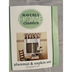 Waverly Placemats And Napkins Set Of 4 Green And Beige New